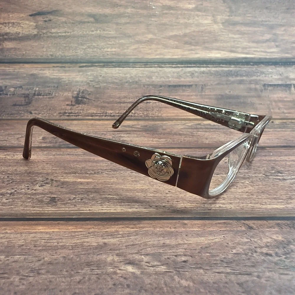 Bebe BB5034 Calming Topaz Brown Glitter Rose Eyeglasses Frames 51-15-135